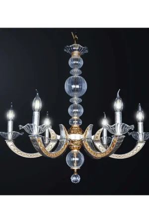 A Buon Prezzo Lampadario classico in ottone e cristallo a 6 luci BGA 3295/6