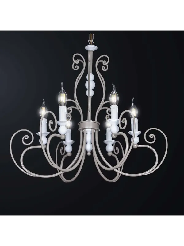 Super Prezzo Lampadario contemporaneo tortora e bianco in ferro battuto 6 luci BGA 3287/6