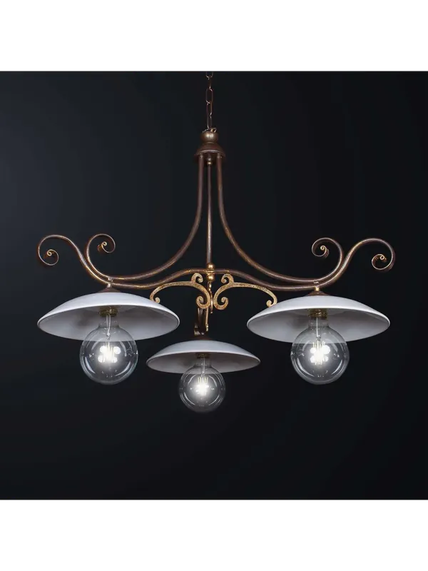 Soddisfatti O Rimborsati Bilanciere classico in ferro battuto e ceramica a 3 luci BGA 3282/b3
