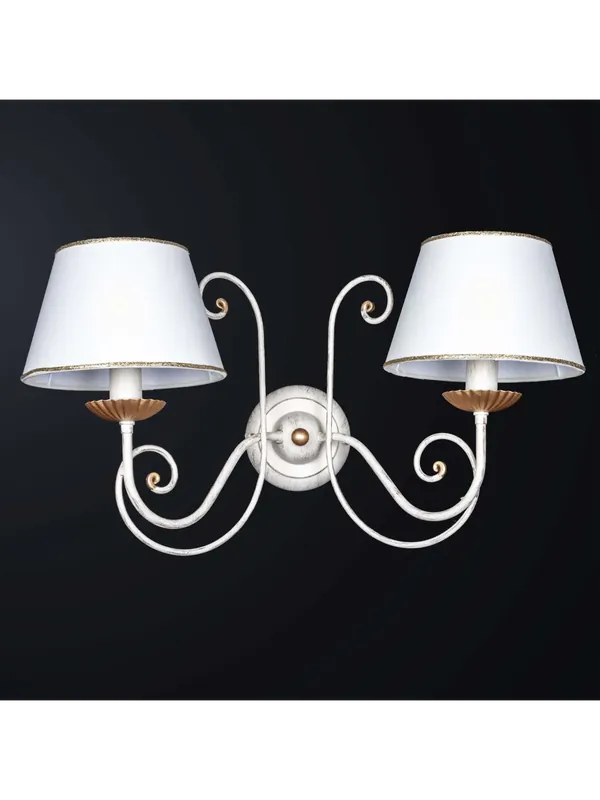 Applique classico in ferro battuto bianco oro a 2 luci BGA 3279/a2cp Prezzo Basso