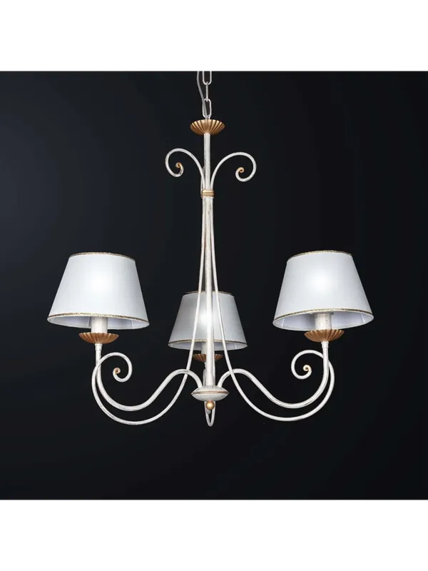 Lampadario classico in ferro battuto bianco oro a 3 luci BGA 3279/3cp Professionale