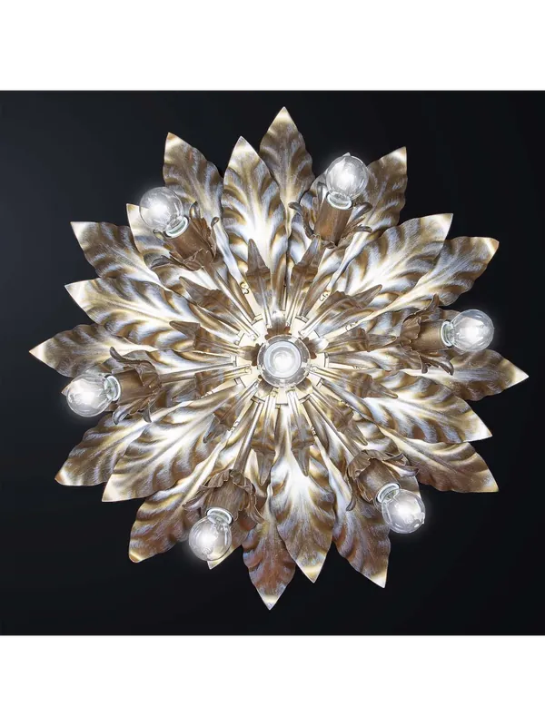 Prezzo Conveniente Plafoniera classica in ferro battuto oro e argento a 7 luci BGA 605/7