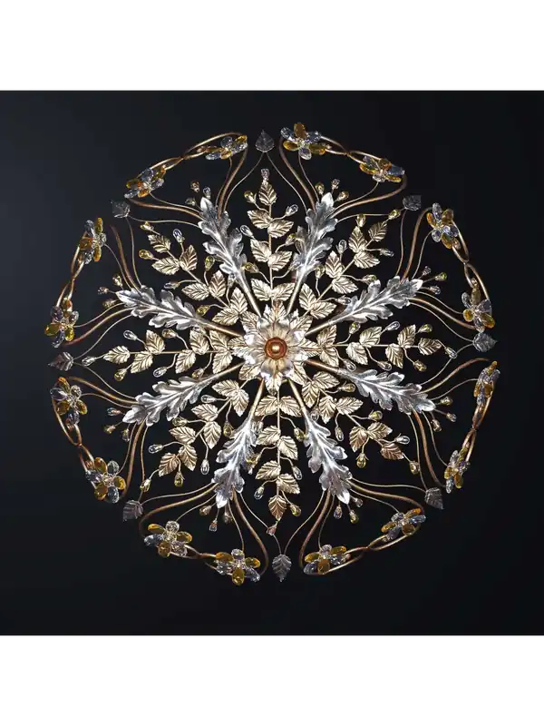 Compra Online Plafoniera classica in ferro battuto foglia oro e argento 8 luci BGA 3276/pl80