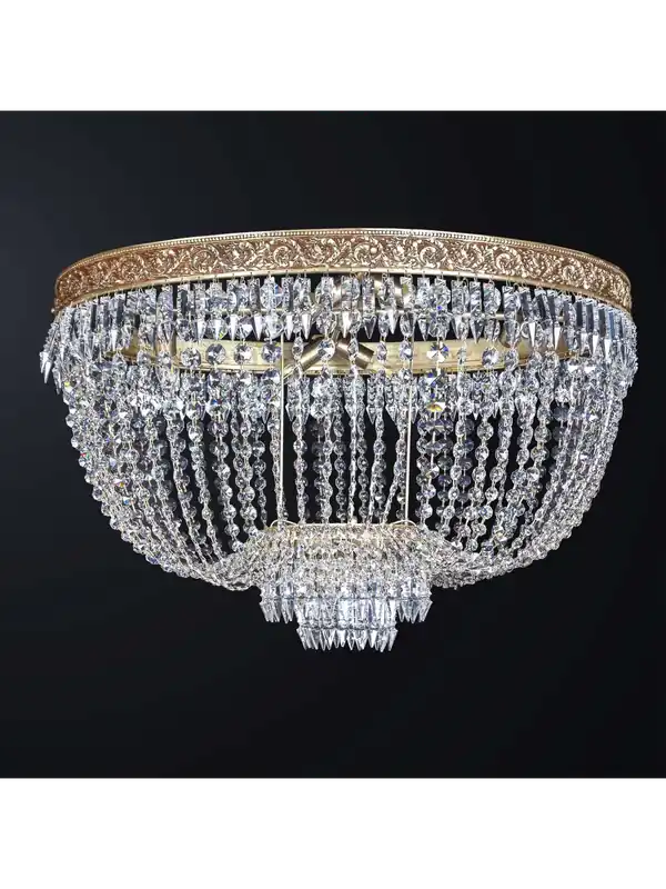 Plafoniera classica in oro design swarovsky a 6 luci BGA 3273/pl ovale Consegna Rapida