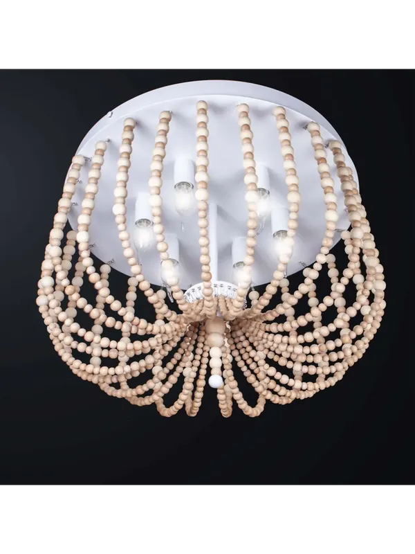 Occasione Plafoniera design moderno perle in legno a 5 luci BGA 3271/pl50