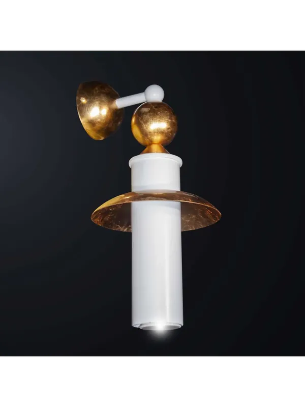 Applique lampada parete design foglia oro e bianco 1 luce BGA 3257/a1 Ultime Pezzi