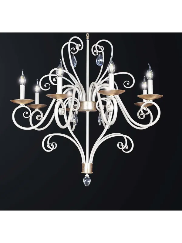 Novità Lampadario classico in ferro battuto avorio e foglia oro a 8 luci BGA 3247/8