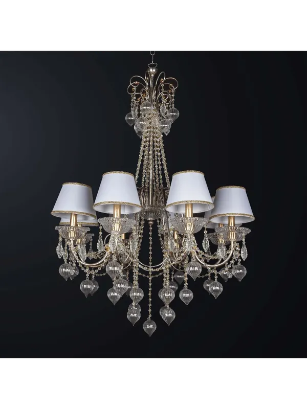 Più Venduto Lampadario classico foglia argento e oro murano a 8 luci BGA 3245/8