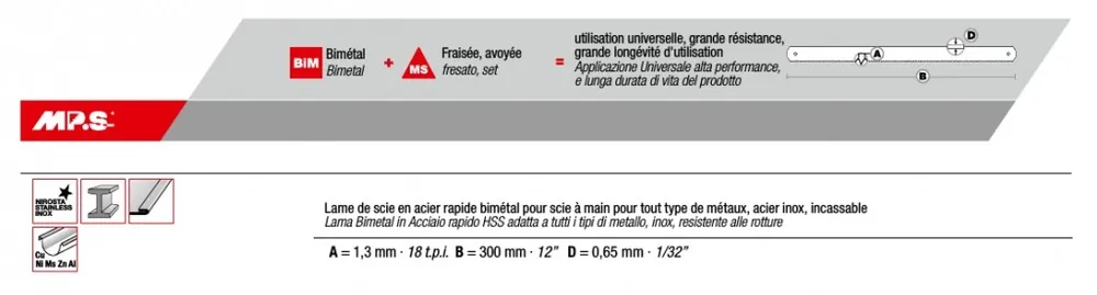 Lama Bimetal HSS 30cm per taglio metallo, inox, resistente alle rotture Ultime Pezzi