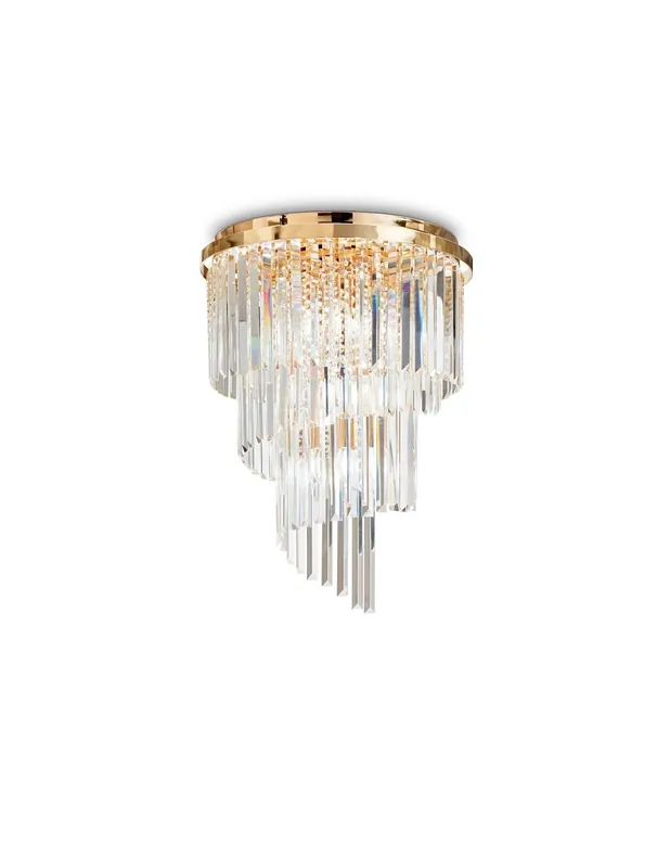 A Buon Prezzo Ideal Lux Carlton PL12 lampada da soffitto classica per soggiorno in cristallo E14 40W