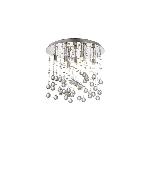 Prezzo Ridotto Ideal Lux Moonlight PL8 plafoniera moderna per salone in cristallo molato G9