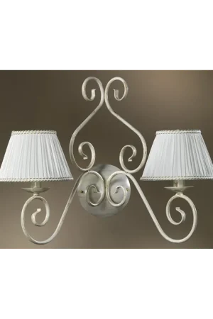 Applique classico in ferro battuto avorio con paralumi a 2 luci stf 0037 Compra Oggi Stesso