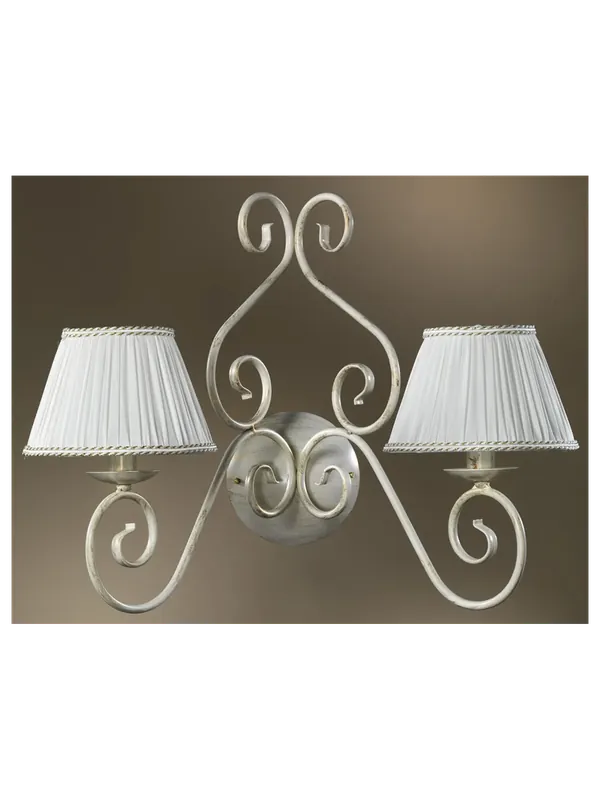 Applique classico in ferro battuto avorio con paralumi a 2 luci stf 0037 Compra Oggi Stesso