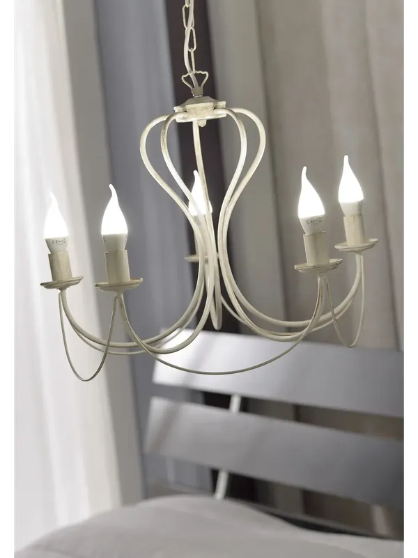 Economico Lampadario classico in ferro battuto avorio a 5 luci stf 0035