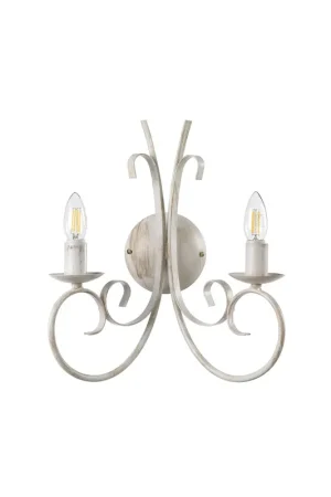 Applique classico in ferro battuto bianco antico a 2 luci stf 0032 Prezzo Conveniente