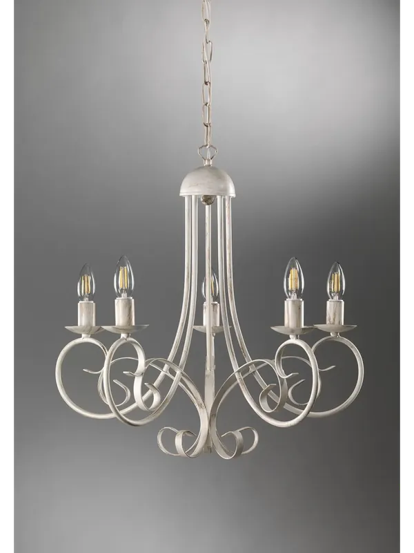 Lampadario classico in ferro battuto bianco antico a 5 luci stf 0031 A Buon Prezzo