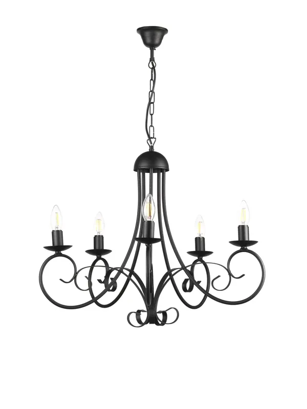 Lampadario classico in ferro battuto nero a 5 luci stf 0030 A Buon Prezzo