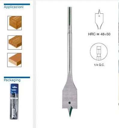 Occasione Mecchia piatta a 3 punte per legno Krino Ø 18mm per forare legno ed i suoi deriati