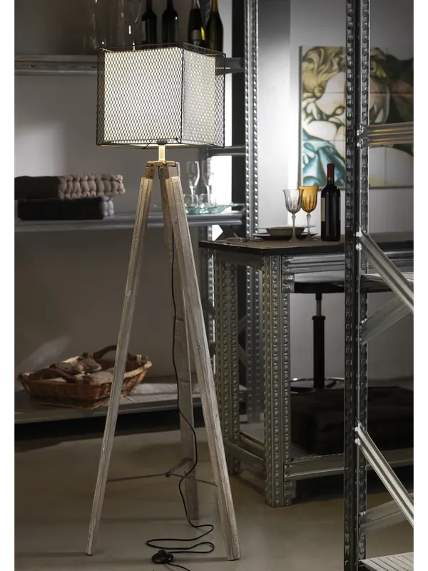 Lampada da terra piantana vintage rustica legno a 1 luce stf 0022 Economico