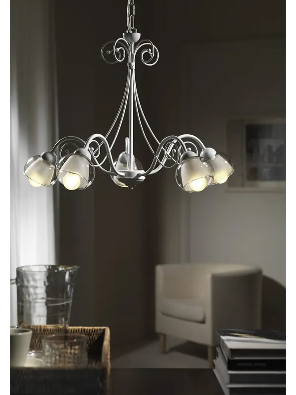 Lampadario moderno contemporaneo bianco per soggiorno a 5 luci stf 0010 Vendita Finale