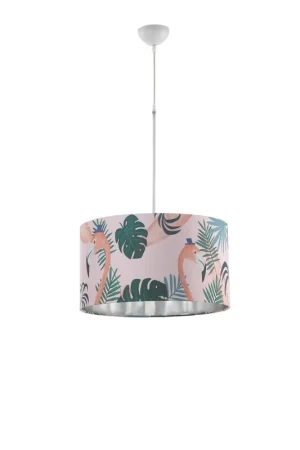 Lampadario cameretta moderno esotico fenicotteri tessuto a 1 luce stf 0072 Esclusivo