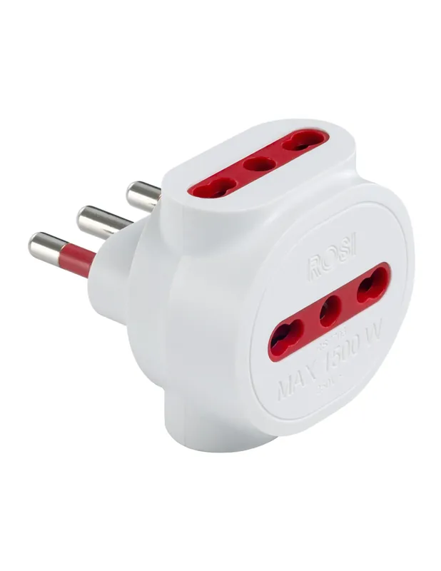 Adattatore triplo Rosi 3 x 2P+T 10/16A 250V bianco - RS7703B Saldi