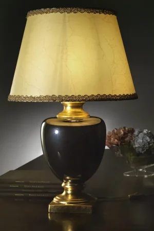 Prezzo Basso Lume lampada da tavolo classica nera e foglia oro a 1 luce stf 0091