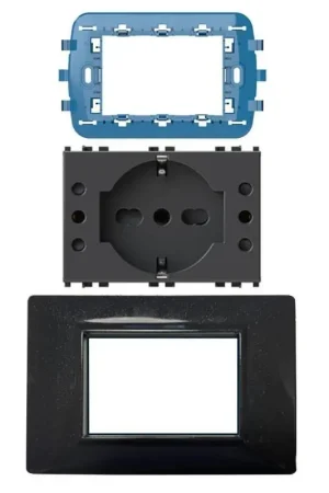 Quantità Limitata Kit multipresa+placca+supporto P503 4Box compatibile Vimar Plana max 16A antracite - 4BP503KIT.AN
