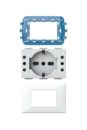 Kit multipresa+placca+supporto P503 4Box compatibile Vimar Plana max 16A bianco - 4BP503KIT.BN A Buon Prezzo