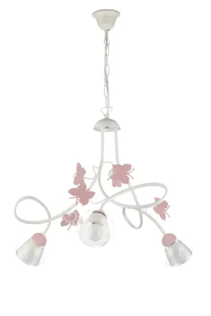 Prezzo Basso Lampadario moderno design shabby chic bianco e rosa a 3 luci stf 0082