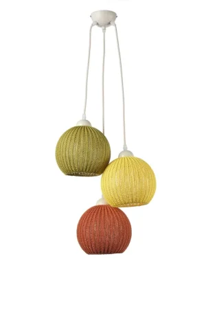 Di Tendenza Lampadario moderno design in tessuto multicolor a 3 luci stf 0077