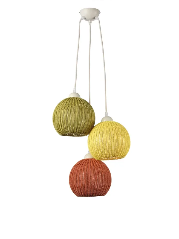 Di Tendenza Lampadario moderno design in tessuto multicolor a 3 luci stf 0077
