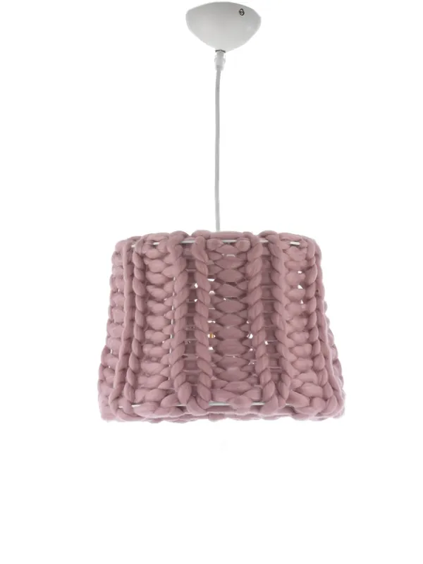 Lampadario per cameretta moderno tessuto lana rosa a 1 luce stf 0075 Sconto