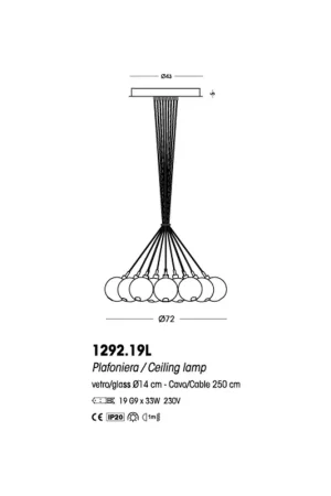 Prezzo Conveniente Cangini & Tucci Eclisse 1292.19L lampadario a 19 luci