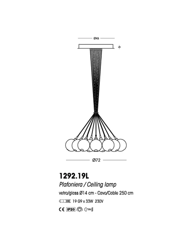 Prezzo Conveniente Cangini & Tucci Eclisse 1292.19L lampadario a 19 luci