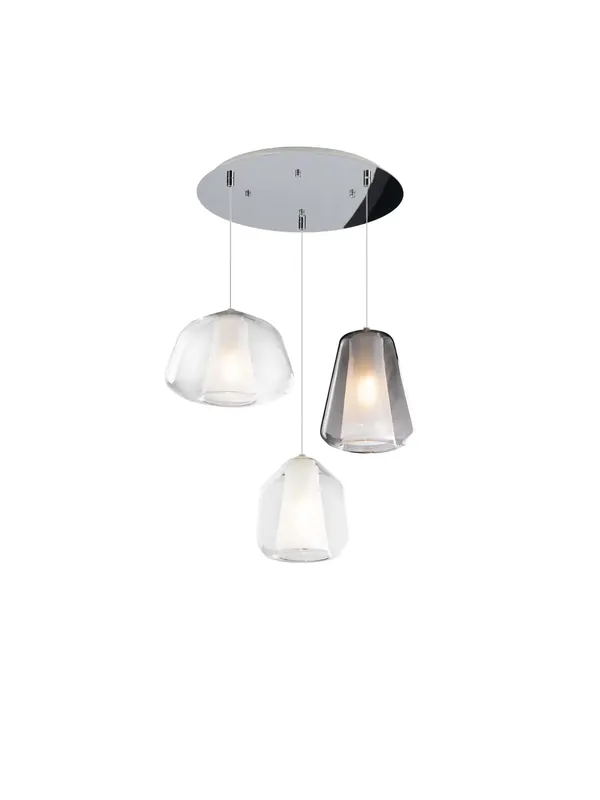 Prezzo Conveniente Lampadario moderno trasparente-fumè per soggiorno cucina 3 luci tpl 0902