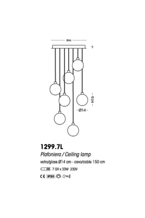 Cangini & Tucci Eclisse 1299.7L lampadario moderno a 7 luci Professionale