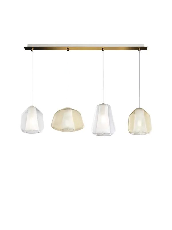 Prezzo Di Fabbrica Lampadario moderno oro trasparente-ambra per soggiorno cucina 4 luci tpl 0897