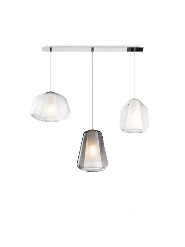 Vendita Finale Lampadario moderno trasparente-fumè per soggiorno cucina 3 luci tpl 0895