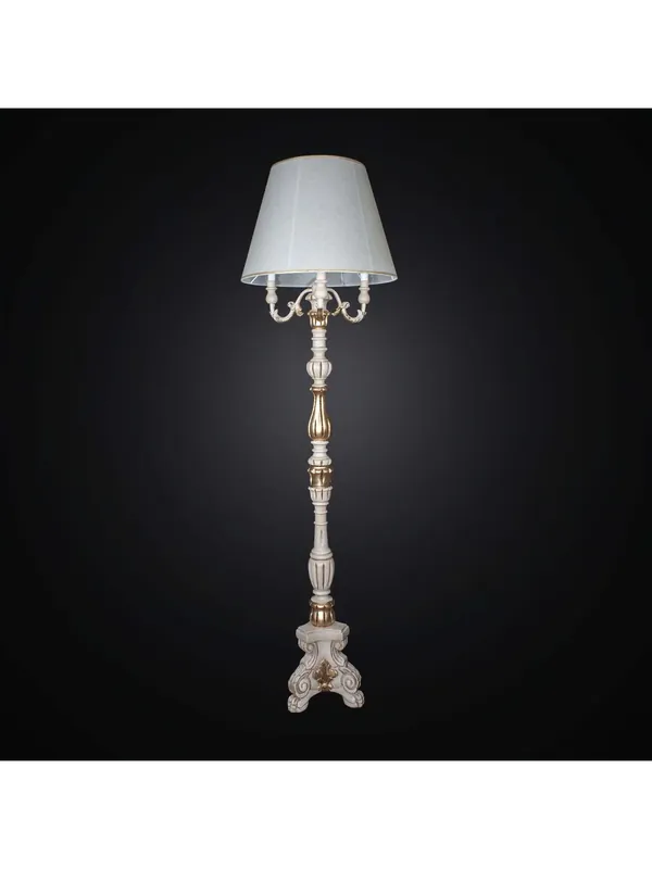 Piantana classica in legno avorio e foglia oro a 4 luci BGA 2649-4 Non Perdere