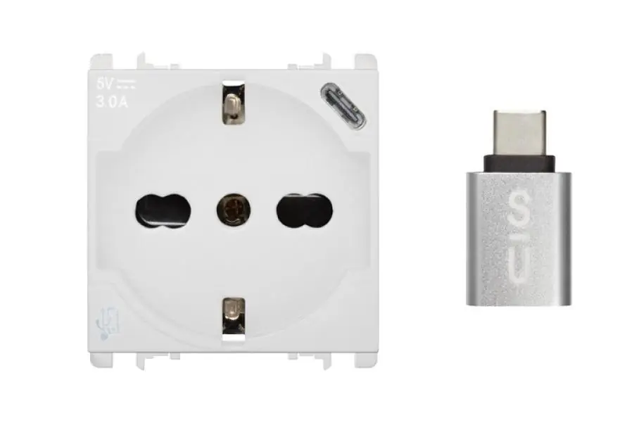 Ultime Pezzi Presa P40+USB-C Urmet Nea 2 moduli max 3A bianco - 10312/2.B