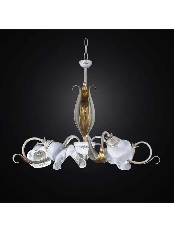 Prezzo Conveniente Lampadario classico in ceramica foglia oro a 5 luci BGA 2524-5