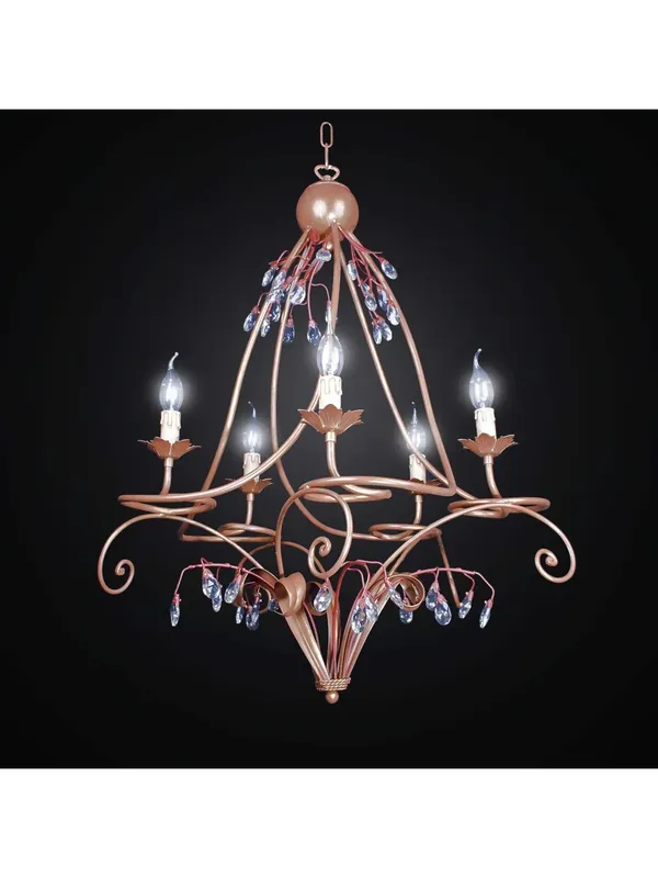 Spedizione Espresso Lampadario classico in ferro battuto e cristallo a 5 luci BGA 2468-5