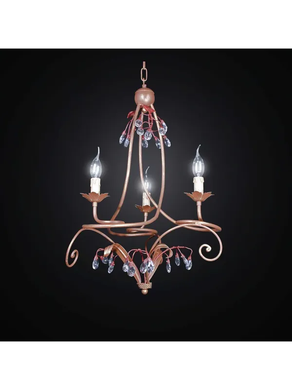 Compra Adesso Lampadario classico in ferro battuto e cristallo a 3 luci BGA 2468-3
