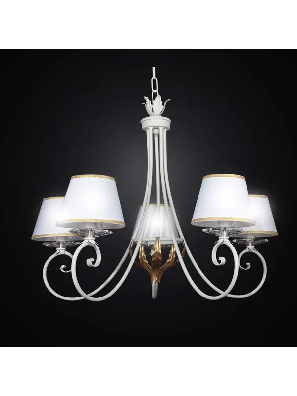 Lampadario classico ferro battuto bianco e oro a 5 luci BGA 2433-5 Promozione