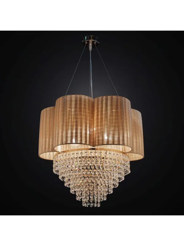 Professionale Lampadario classico oro con paralume ambra a 4 luci BGA 2394-s45