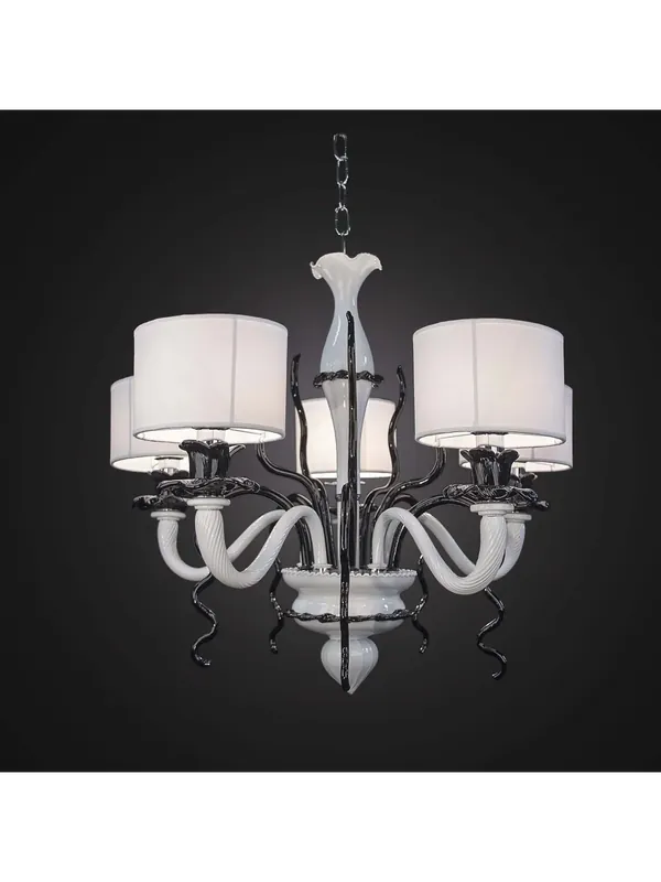 Lampadario classico murano bianco e nero a 5 luci BGA 2352-5 Compra Online