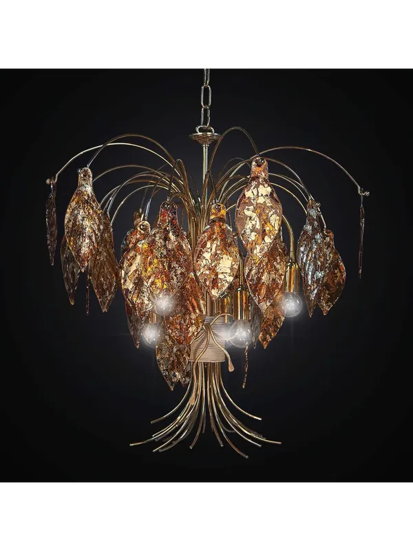 Quantità Limitata Lampadario classico in vetrofusione foglia oro a 6 luci BGA 2284-6