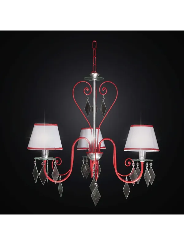 Lampadario moderno rosso e cristallo 3 luci BGA 2257-3 Spedito Oggi