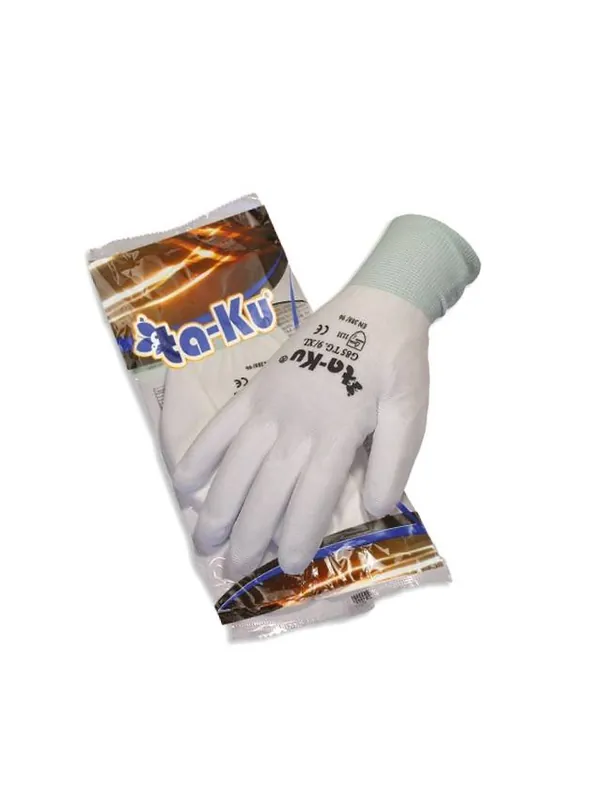 Guanti di protezione TA-KU G85 in maglia e palmo spalmato in poliuretano bianco Spedizione Espresso